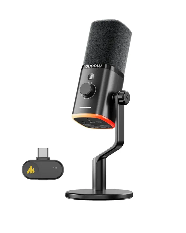 Maono Microphone Desktop Dynamic Wireless & USB-C 40Hr PD100W Black