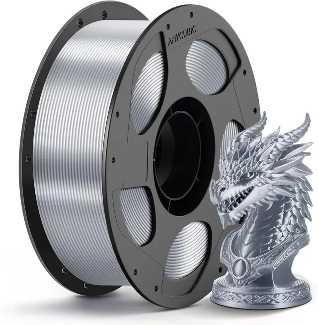 Anycubic PLA+ Filament Texture Silver 1Kg. Ideal Usage: Functional prototypes, mechanical parts, durable household gadgets, and brackets or mounts that require more impact resistance than standard PLA can provide.