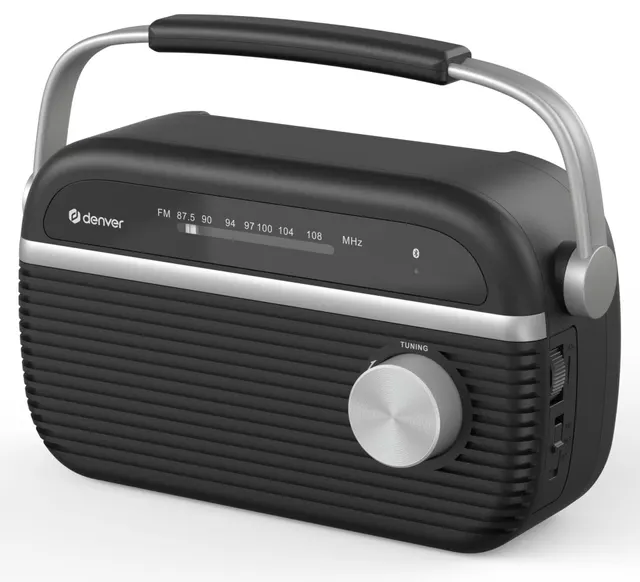 Denver AUDIO Radio Portable with FM & Bluetooth TRB-67B (Works with Mains or 2xD Batteries) Black
