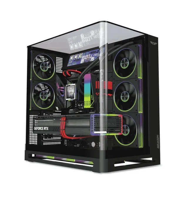 Armaggeddon Gaming Case ATX AQUARON X-CURVE VISION 8 with LCD Display & 8 x ARGB Fans Black