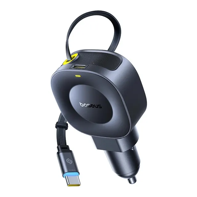 Baseus Car Charger 45W VR2 with Retractable Cable Black