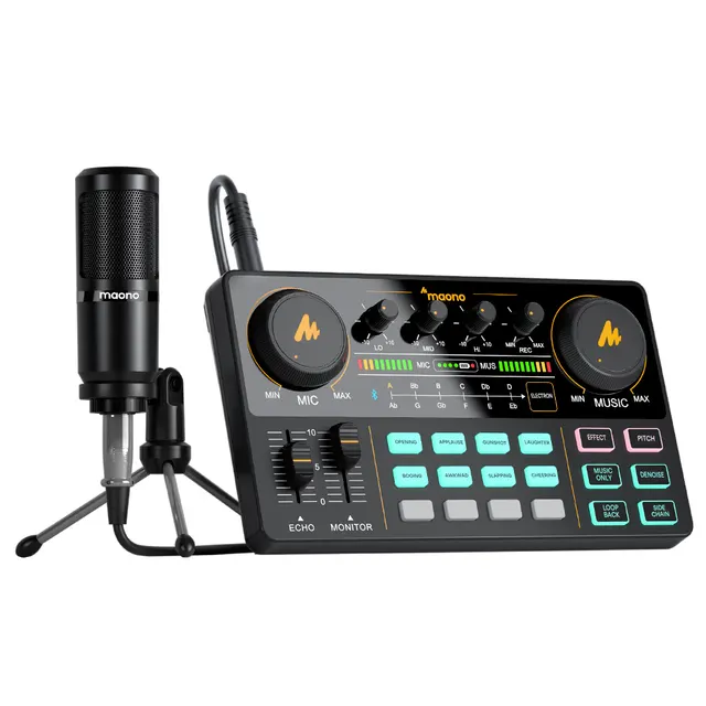 Maono AM200S1 Streaming Audio Mixer Console with Microphone Bundle