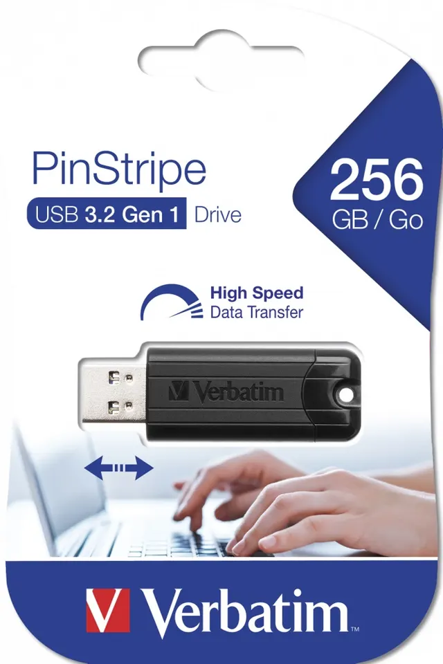 Verbatim USB Drive 3.2 Pinstripe 256GB Black