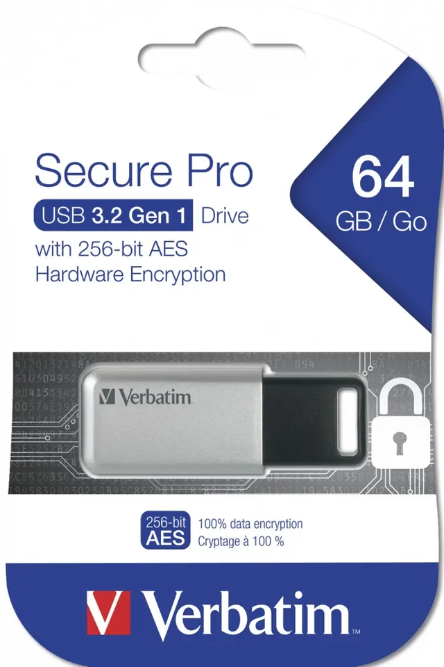 Verbatim USB Drive 3.2 Secure Data Pro AES Encryption 64GB