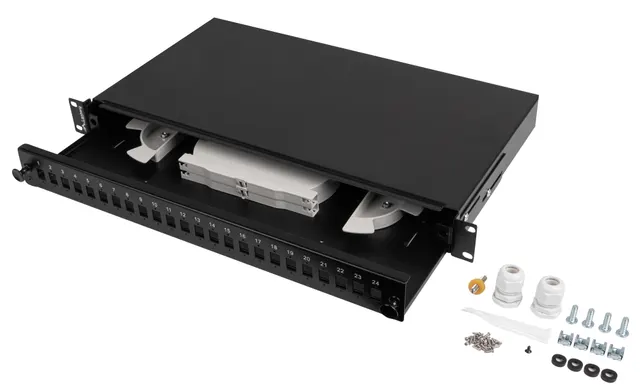 Lanberg Fiber Optic ODF for 24xSC Simplex or 24xLC Duplex Adapters R/M Metal Black
