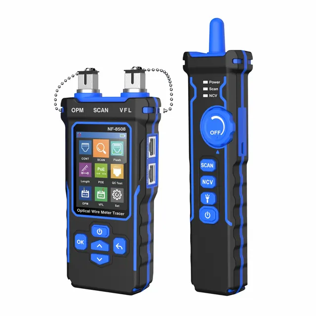 Noyafa Multi-Function Cable Tester with RJ11/RJ45, PoE, Fiber Optic OPM/VFL, NCV & Cable Length Measurement NF-8508