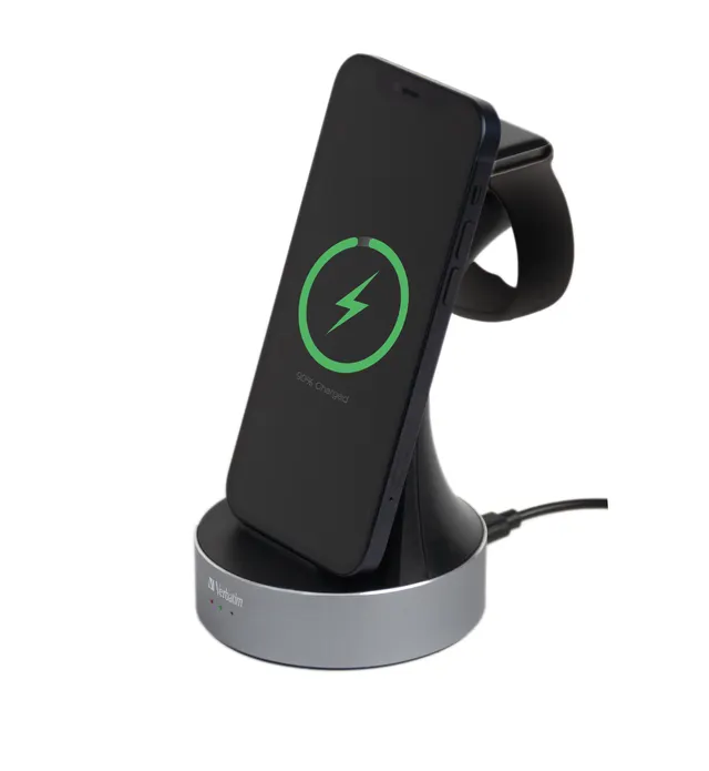 Verbatim Charger Desktop Wireless Qi MFI 2in1 Apple Devices WCS-01