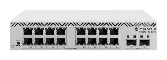MikroTik Switch Gigabit Ethernet Managed 16-Port + 2SFP+ SwOS CSS318-16G-2S+IN