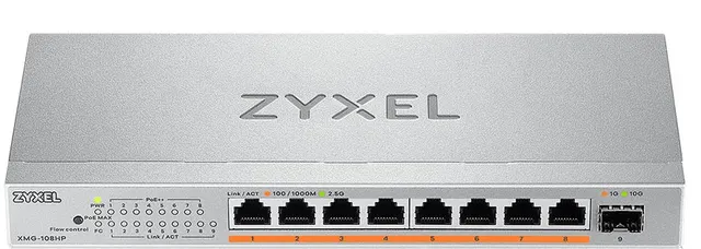 Zyxel Switch PoE Multi-Gig 2.5G 8PoE + 10G SFP+ 100W XMG-108HP