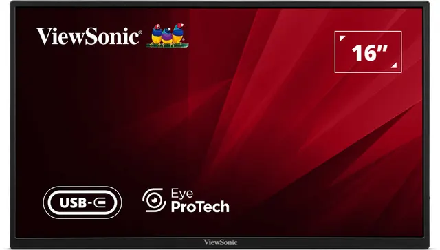 Viewsonic Monitor Portable 16" Full-HD with USB-C/HDMI, PD, Foldable Stand & Protective Sleeve VA1650