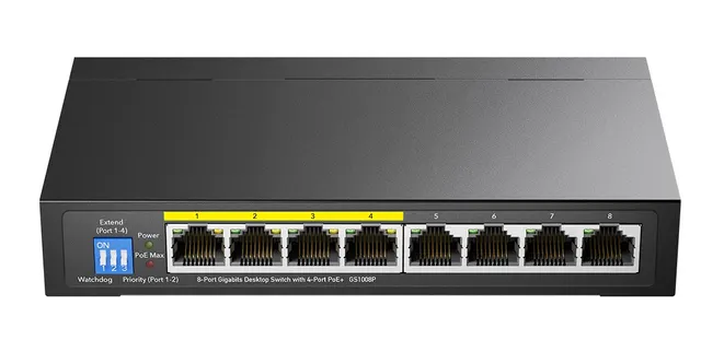Cudy Switch PoE Gigabit 4PoE + 4GbE Uplink 60W GS1008P