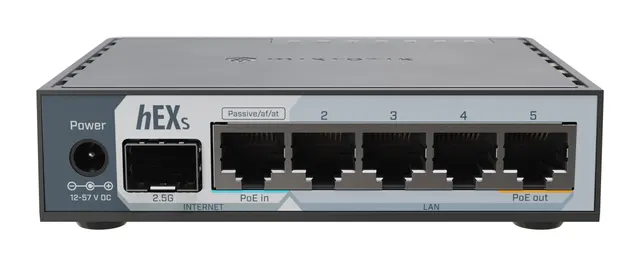 MikroTik Router Wired hEX S 5xGbE/2.5G SFP/PoE Out/USB E60iUGS
