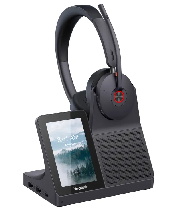 Yealink Headset Wireless Dual-Mode DECT/Bluetooth 4-Mic NC with ANC & Basestation WH68 Workstation Teams