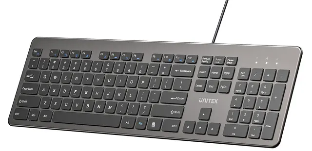 Unitek Keyboard Wired 104K USB-A English SlimTap T052 Space Grey