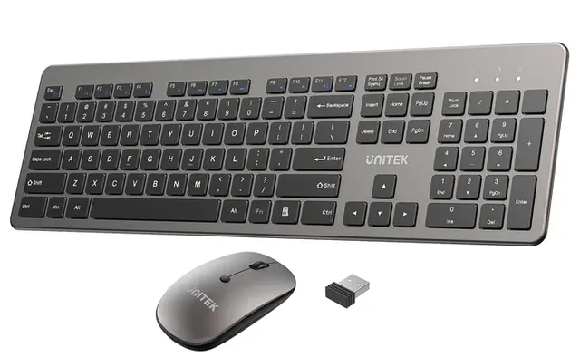 Unitek IT Keyboard & Mouse Combo Wireless 2.4GHz English SlimDuo T054 Space Grey