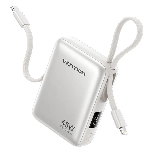 Vention Powerbank 10000mAh 45W Built-in USB-C & Lightning Cables FKMN0 Beige