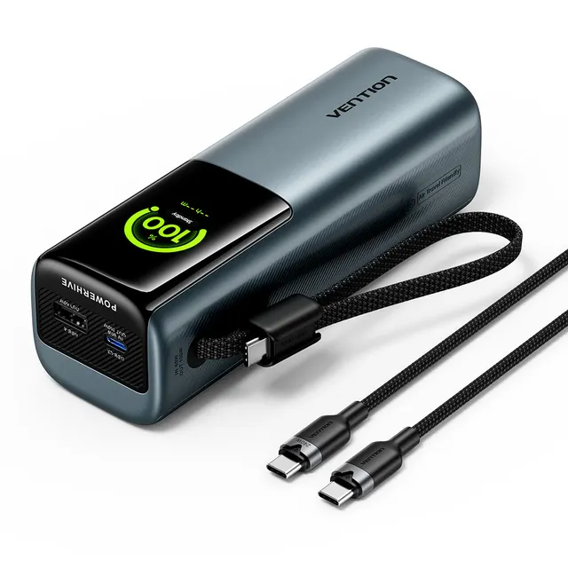 Vention Powerbank 20000mAh 165W 3xUSBC+USBA TFT Display +100W Cable FKFH0