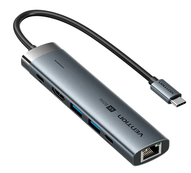 Vention HUB USB-C 1xUSB-C 3.2/2xUSB3.0/HDMI 4K60Hz/Gb/PD TGNHB