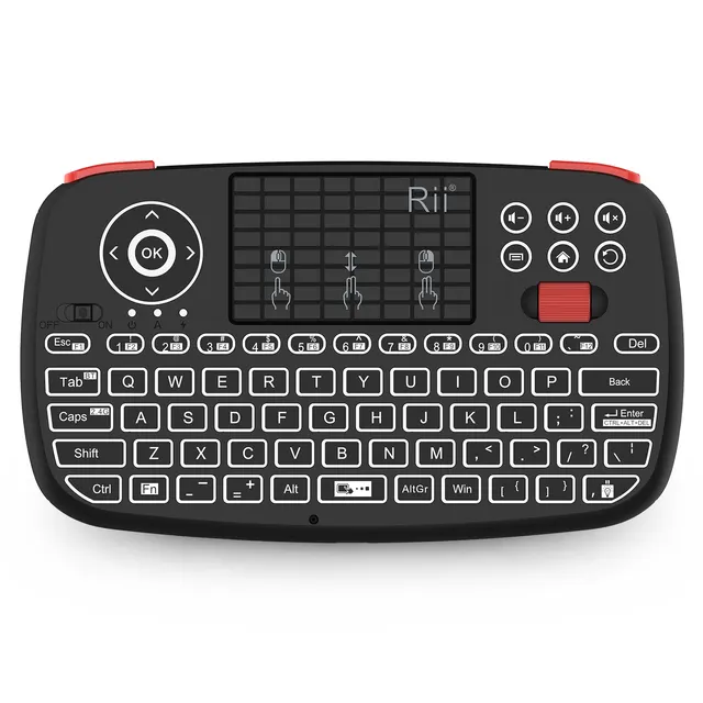 Rii Mini Keyboard Wireless 2.4GHz & Bluetooth with Touchpad, Scrollwheel, Media & L/R Keys i4