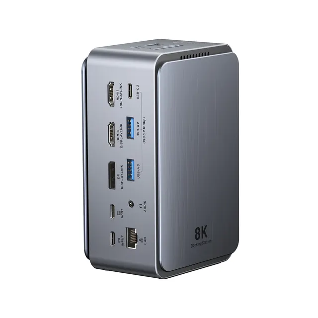 Vention IT HUB 13-in-1 8K Triple Monitor Docking Station with Digital Display TFXH0