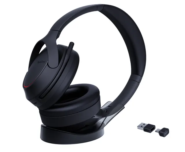 Yealink Headset Wireless Bluetooth AI NC Adaptive ANC Retractable Mic Boom Foldable Design with Charging Stand BH78 Teams
