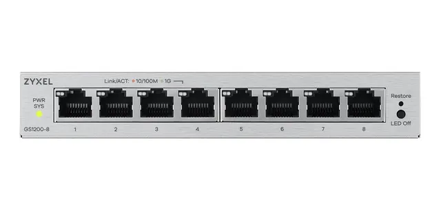 Zyxel Switch Gigabit Ethernet Managed 8-Port Metal UK Plug GS1200-8V3
