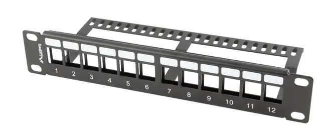 Lanberg Keystone Patch Panel Blank 12-Port 1U with Cable Organizer Black PPKS-9112-B