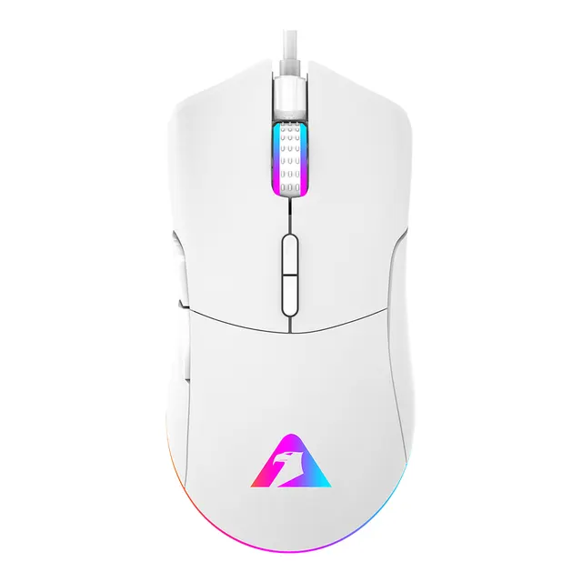 Armaggeddon Gaming Mouse Wired 12000CPI Silent , HUANO Switches FALCON V STEALTH White