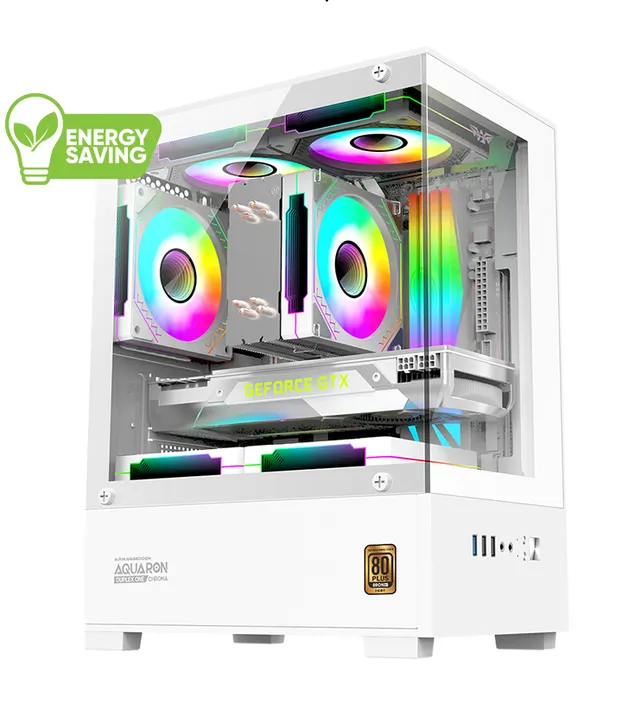 Armaggeddon Gaming Case M-ATX AQUARON NEMO White (3x Chroma Fans & 250W 80+ PSU)