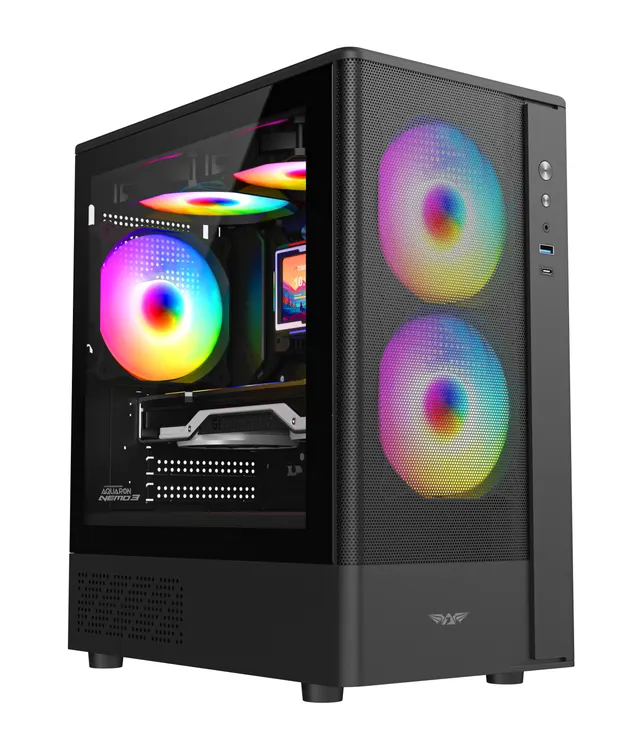 Armaggeddon Gaming Case M-ATX AQUARON NEMO 3 Black (5x RGB Fans & 250W 80+ PSU)
