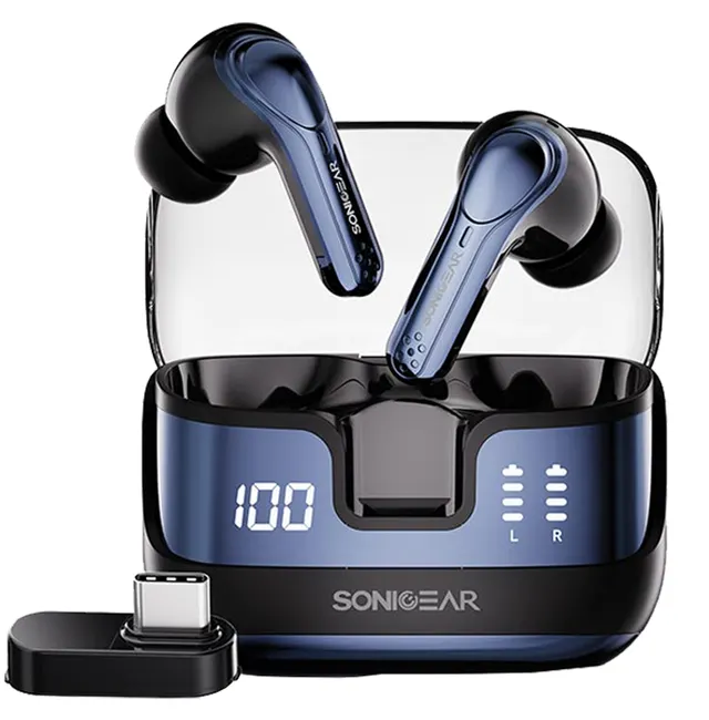 SonicGear Earphones Bluetooth & USB-C Dongle for PC EarPump XP2 Obsidian