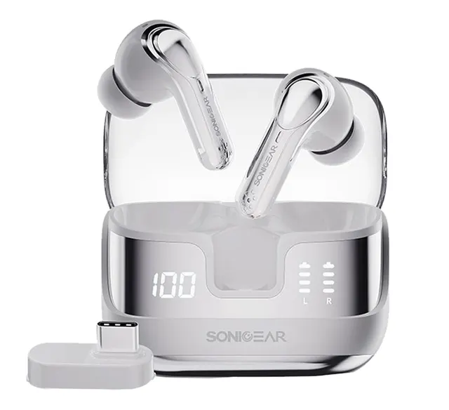 SonicGear Earphones Bluetooth & USB-C Dongle for PC EarPump XP2 Platinum