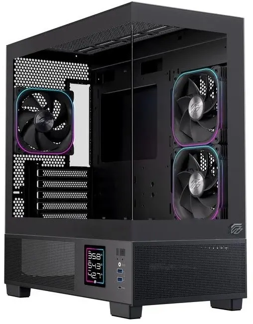 Einarex PC Case mATX SM501D RGB 3x Pre-Installed Fans , Display, Black