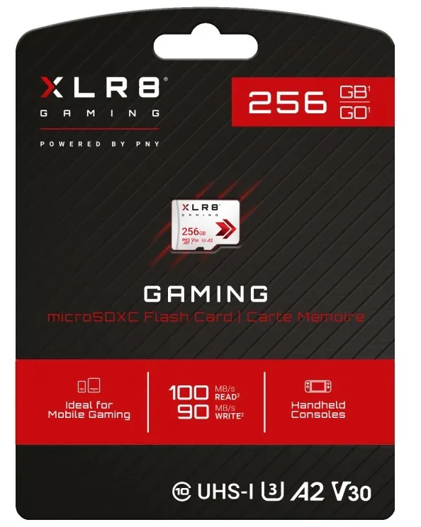 PNY Flash Memory MicroSDXC Card XLR8 256GB Class 10 UHS-I U3 V30 Gaming