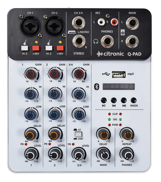 Citronic Mixer Studio QPAD 2ch BT/USB Play-Rec 170.814UK