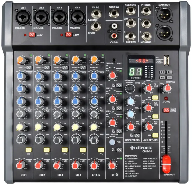 Citronic CMB-10 10ch Mixer with DSP/USB/PC/BT 170.890UK