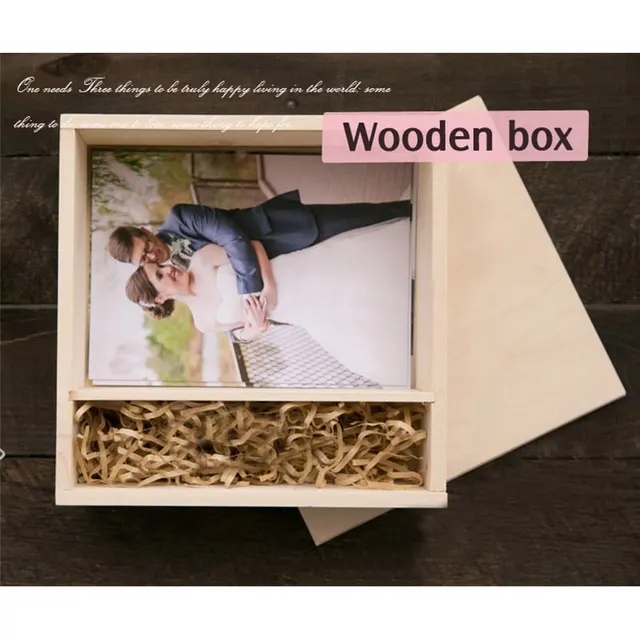 Wooden Box + Custom Logo For Photography, Wedding / Glass USB 2.0 Stick 32 GB