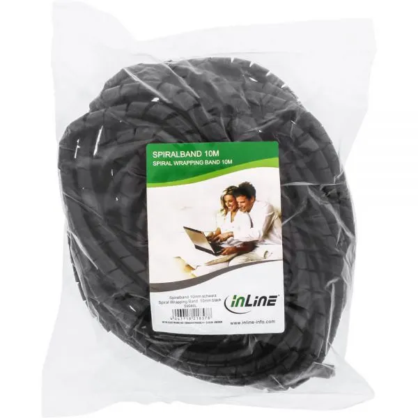10m SPIRAL WRAPPING BAND 10mm BLACK INLINE 59946L