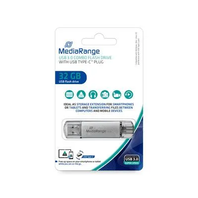 MediaRange USB 3.1 combo flash drive, with USB Type-C plug, 32GB
