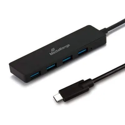 MediaRange USB Type-C™ to USB 3.0 hub 1:4, bus-powered