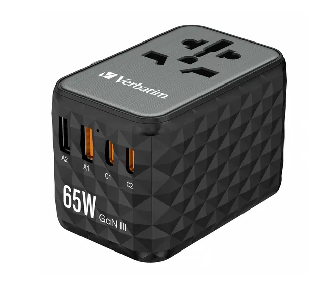 Verbatim Charger Travel Adapter World to World GAN III 65W 2xC 2xA UTA-05