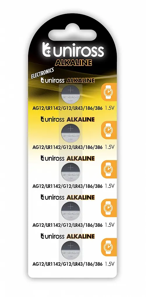 Uniross LR1142 AG12 LR43 Alkaline Battery (5pcs)