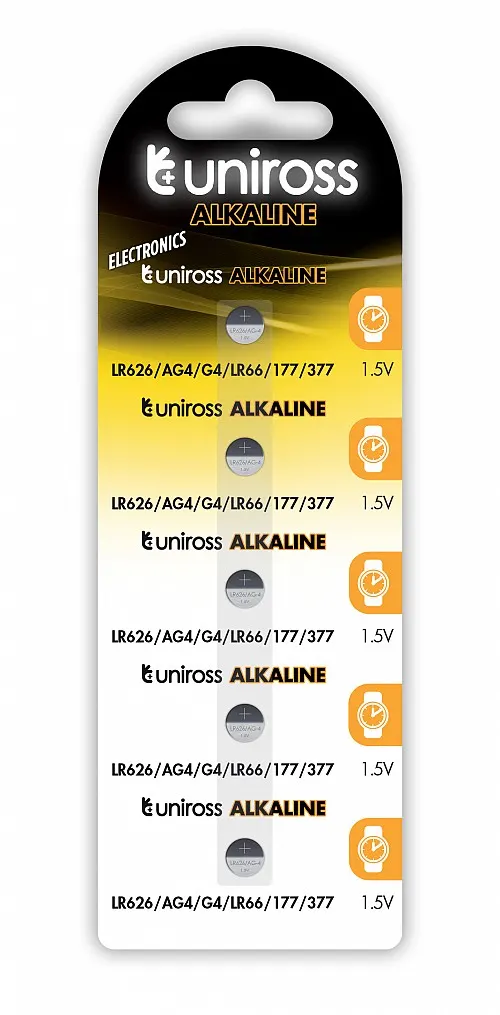 Uniross LR626 AG4 LR66 Alkaline Coin Battery (5pack)
