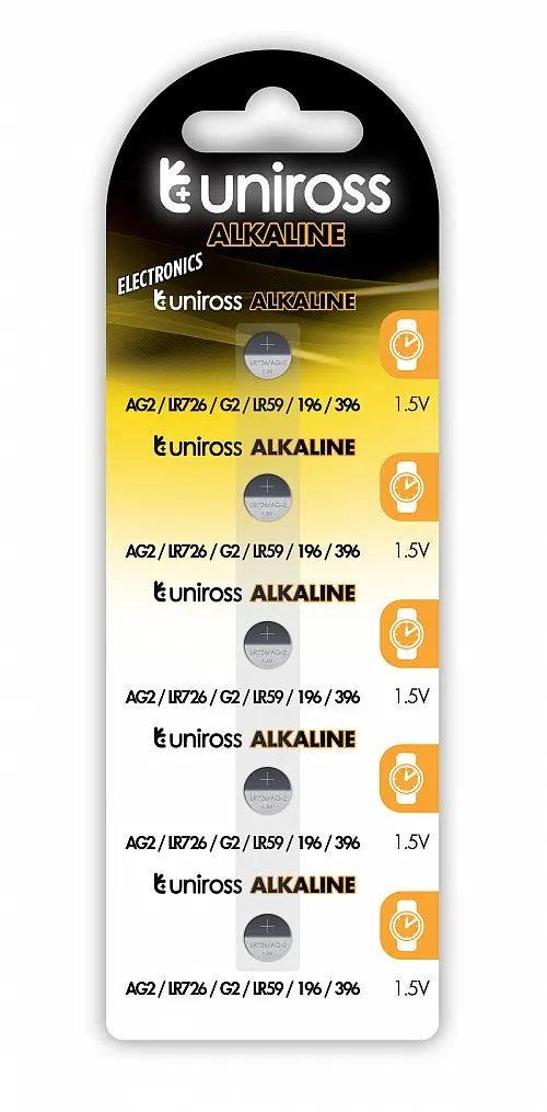 Uniross LR726 AG2 LR59 Alkaline Coin Battery (5pack)