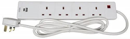 Mercury 4-Gang Extension USB & PD USB-C 2m 429.842UK