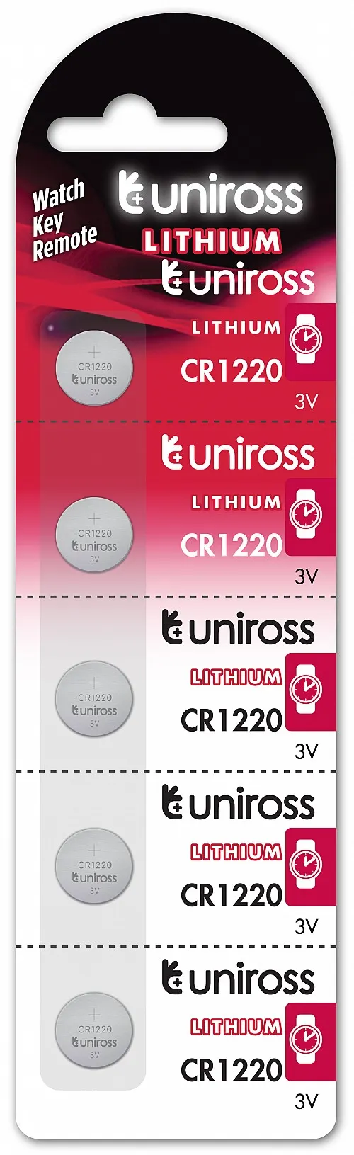 Uniross CR1220 Button Cell Lithium Battery 5pack