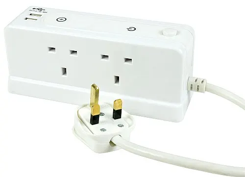 Mercury 4-Gang Desktop Surge Extension USB 1m 429.841UK