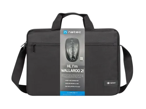 Natec WALLAROO2 15.6'' Laptop Bag with Wireless Mouse Black