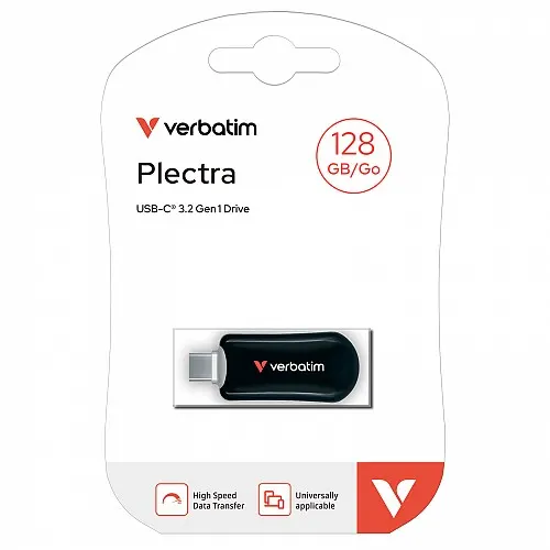 Verbatim USB Drive 3.2 PLECTRA USB-C 128GB Black