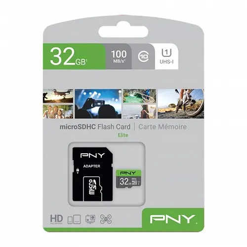 PNY Elite 32GB Micro SD Card w/Adapter CLASS10 U1